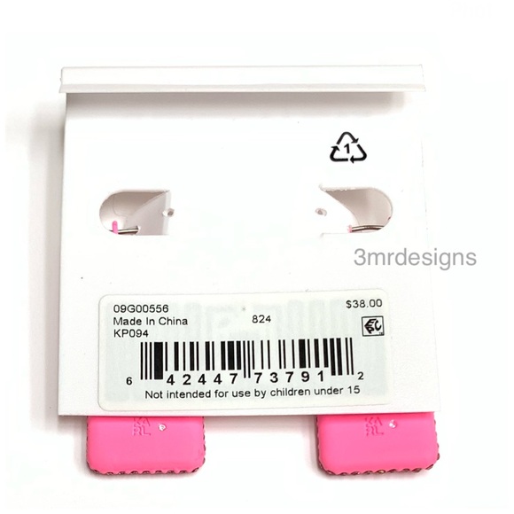 NWT KARL LAGERFELD Pink Color-Coated Glass Crystal Square Hoop Earrings - Picture 6 of 7